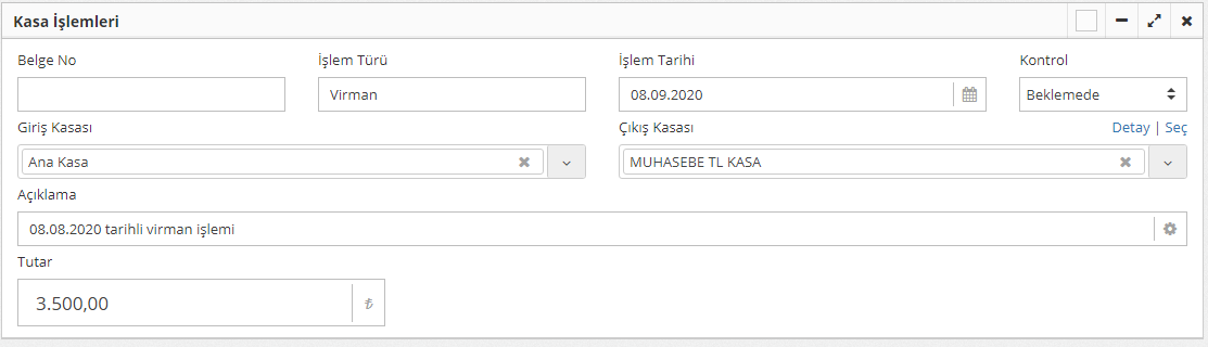 kasalar arası virman